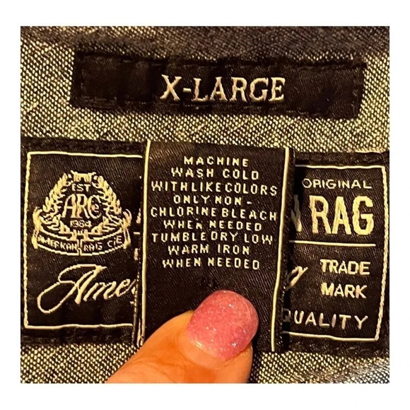 AMERICAN RAG MEN'S BUTTON DOWN LONG SLEEVE WASHED VINTAGE RED SIZE XL‎ - Picture 7 of 8